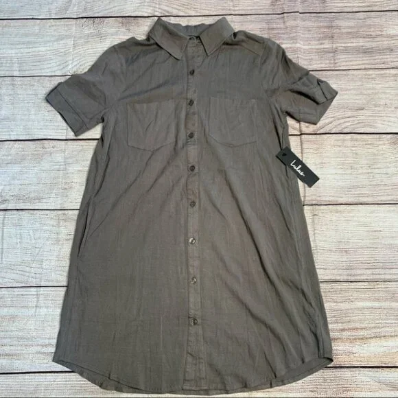 NEW lulu’s Green Button Up Dress Size Small - Picture 1 of 10